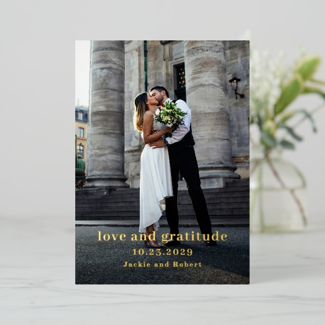 Minimal Modern Photo Wedding Thank You Card (Standing Front)