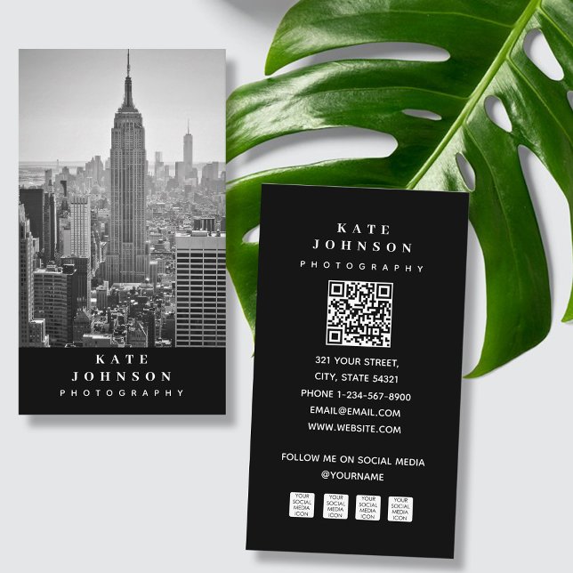 Minimal Modern Photographer QR Code Social Media Business Card (Minimal Modern Photographer QR Code Social Media Business Card)