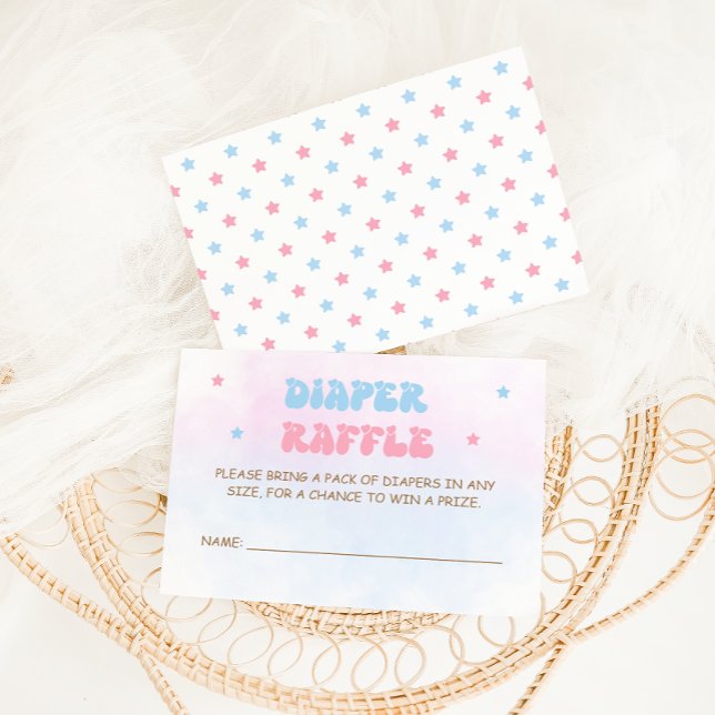 Minimal Modern Pink & Blue Diaper Raffle Enclosure Card (Creator Uploaded)