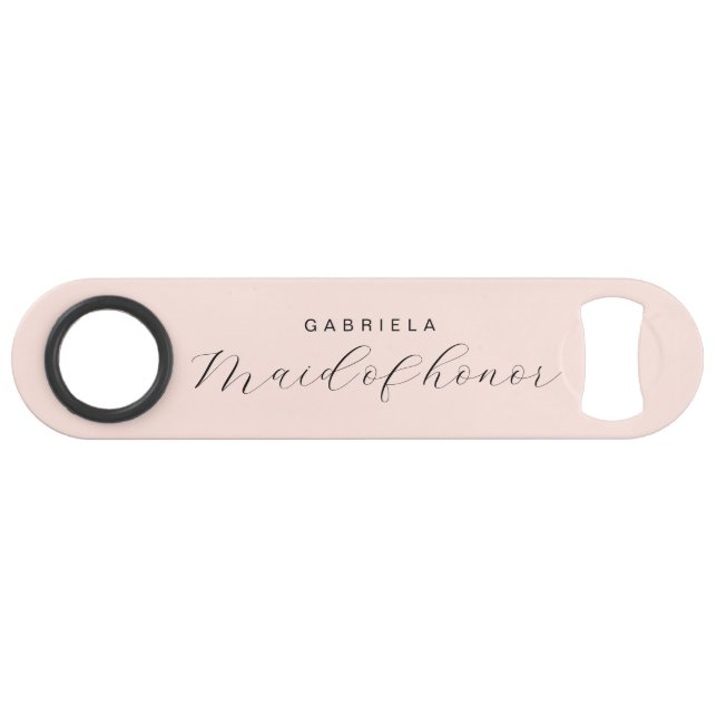 Minimal modern pink custom maid of honor  bar key (Front (Horizontal))