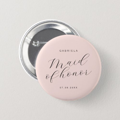 Minimal modern pink custom maid of honor button