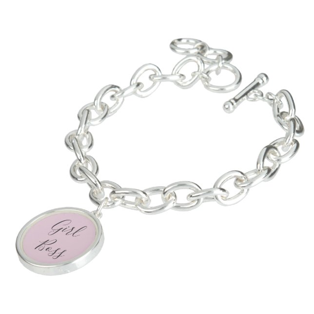 Minimal Modern Pink Girl Boss Charm Bracelet (Side)