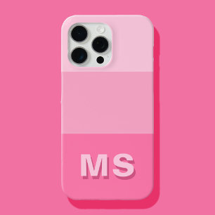 Minimal Modern Pink Initial Monogram iPhone 15 Pro Max Case