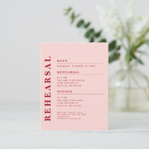 Minimal Modern Pink Red Rehearsal Dinner Elegant Invitation