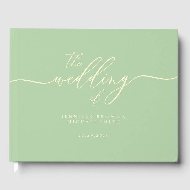 Minimal Modern Pistachio & Cream Wedding Guest Book
