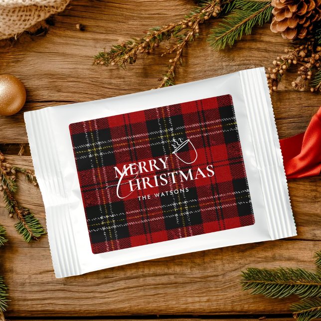 Minimal Modern Plaid Christmas Script Holiday Hot Chocolate Drink Mix (Creator Uploaded)