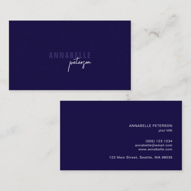 Minimal Modern Professional Blue Simple Business Card (Front/Back)