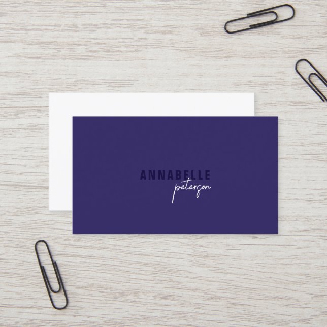 Minimal Modern Professional Blue White Simple Business Card (Front/Back In Situ)