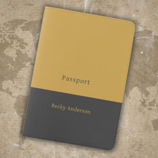 Minimal Modern Professional Mustard Charcoal Passport Holder