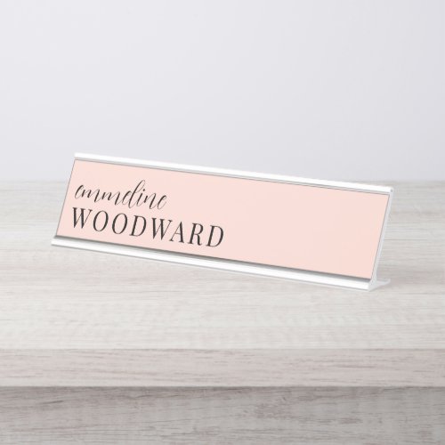 Minimal Modern Professional Peach Pink  Desk Name Plate