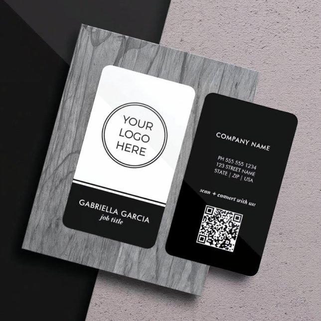 Minimal Modern Professional QR Code Logo Business Card (Business Card shown in 3.5 x 2 inches with round corners.)