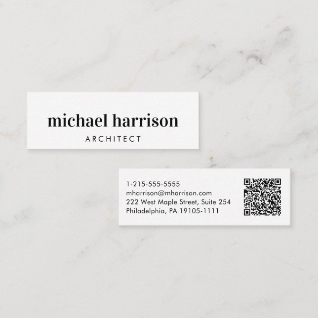 Minimal Modern Professional QR Code Mini Business Card (Front/Back)