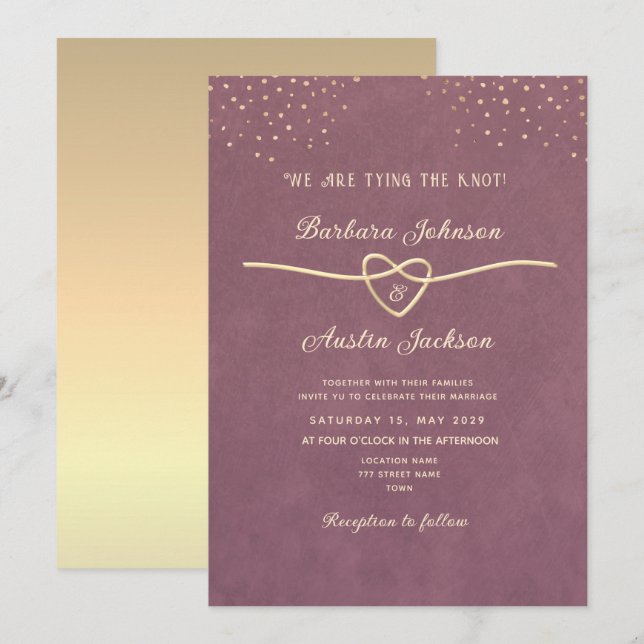 Minimal Modern Purple Mauve Wedding Invitation (Front/Back)