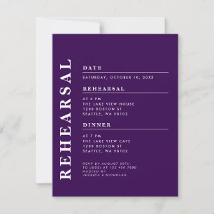 Minimal Modern Purple Rehearsal Dinner Elegant Invitation