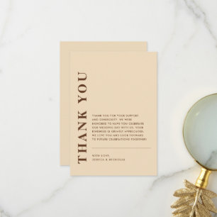 Minimal Modern QR Code Light Beige Wedding Thank You Card