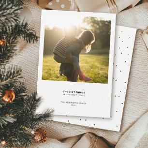 Minimal Modern Quote Simple Christmas Photo Dots Holiday Card