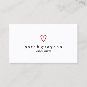 Minimal Modern Red Heart Business Card by Paperpaperpaper at Zazzle