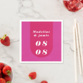 Minimal Modern Retro Arch Bright Pink Bold Date Napkins (Insitu)