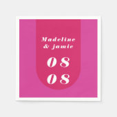 Minimal Modern Retro Arch Bright Pink Bold Date Napkins (Front)