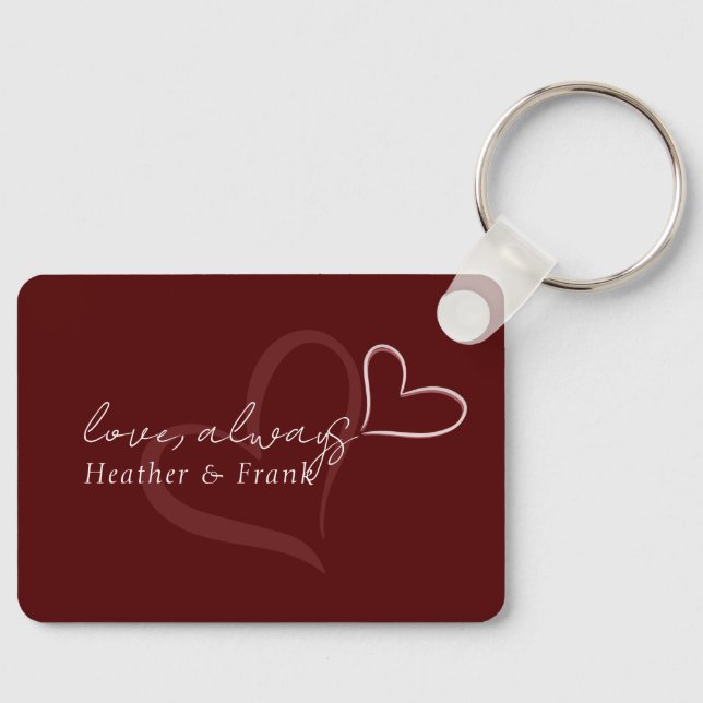 Minimal Modern Romantic Chic Love Always Valentine Keychain (Front)