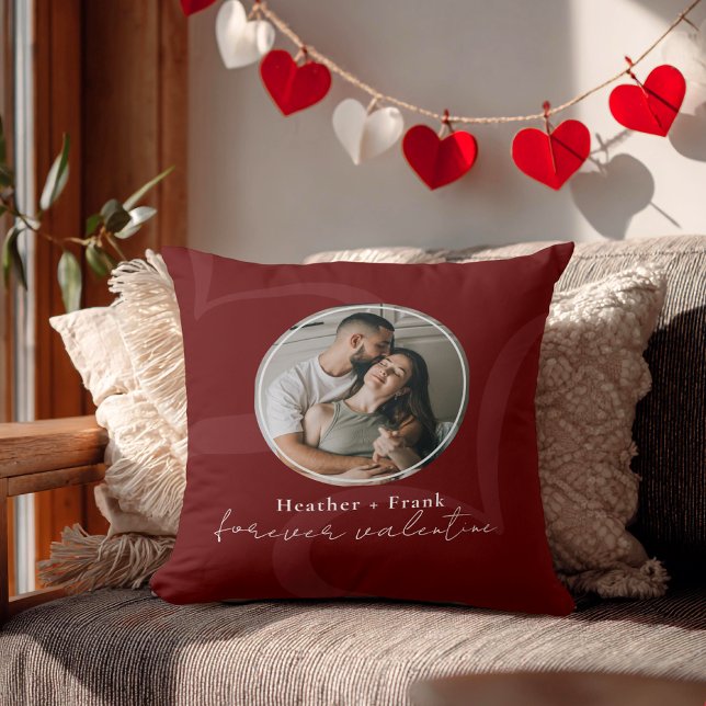 Minimal Modern Romantic Forever Valentines Photo Throw Pillow (Creator Uploaded)