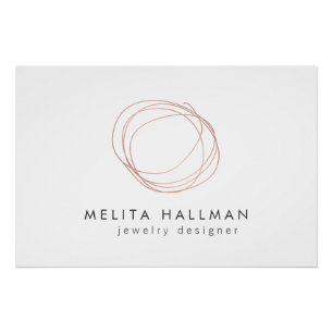 Minimal Modern Rose Gold Scribble Logo Download Poster