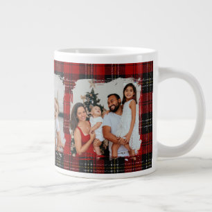 Minimal Modern Rustic Family Photo Christmas Giant Coffee Mug