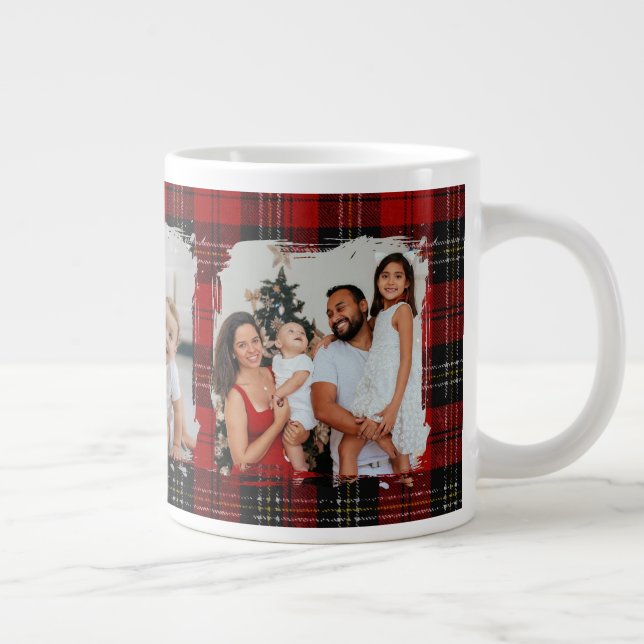 Minimal Modern Rustic Family Photo Christmas  Giant Coffee Mug (Right)
