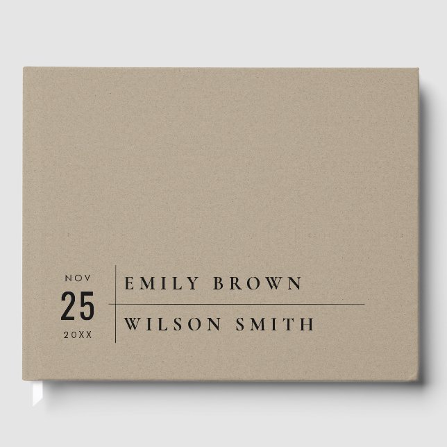 MINIMAL MODERN RUSTIC KRAFT TYPOGRAPHY WEDDING GUEST BOOK (Front)