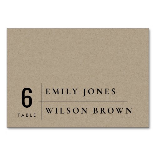 MINIMAL MODERN RUSTIC KRAFT TYPOGRAPHY WEDDING TABLE NUMBER