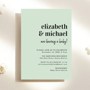 Minimal Modern Sage Green Couples Baby Shower Invitation