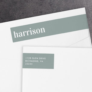 Minimal Modern Sage Green Return Address Wrap Around Label