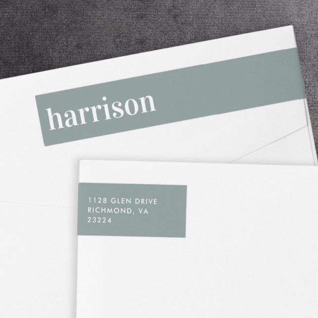 Minimal Modern Sage Green Return Address Wrap Around Label (Creator Uploaded)