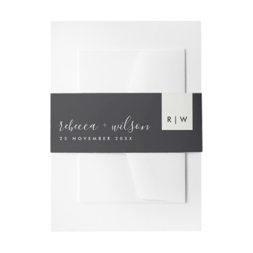 MINIMAL MODERN SCANDI BLACK AND WHITE WEDDING INVITATION BELLY BAND