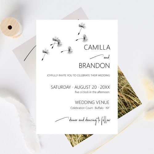 Minimal Modern Script Elegant Photo Wedding Invitation