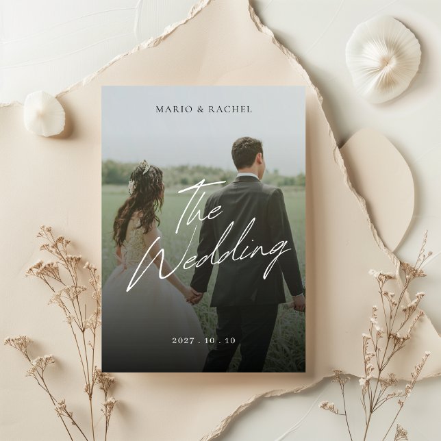 Minimal Modern Script Elegant Wedding Photo  Invitation (Creator Uploaded)
