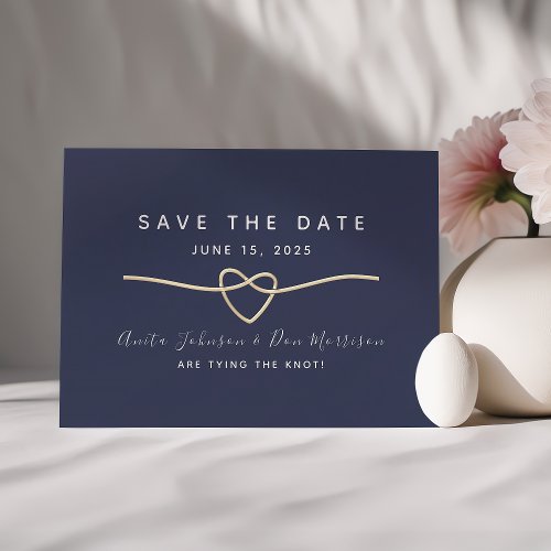 Minimal Modern Script Navy Blue Wedding Save The Date