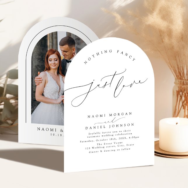 Minimal Modern Script Nothing Fancy Just Love Arch Invitation (Minimal Modern Script Nothing Fancy Just Love Arch Invitation)