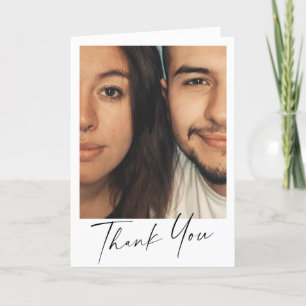 Minimal Modern Script Personalized Message Photo Letterpress Thank You Card