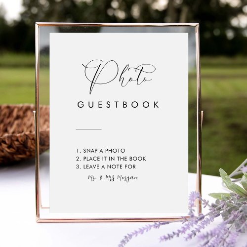 Minimal Modern Script Photo Guestbook Wedding Sign