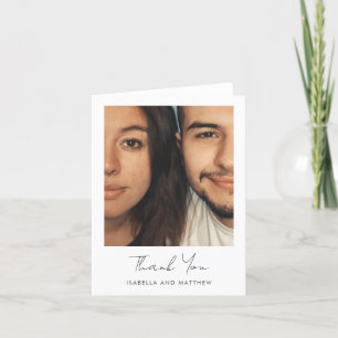 Minimal Modern Script Photo Wedding Folded Blank Letterpress Thank You Card