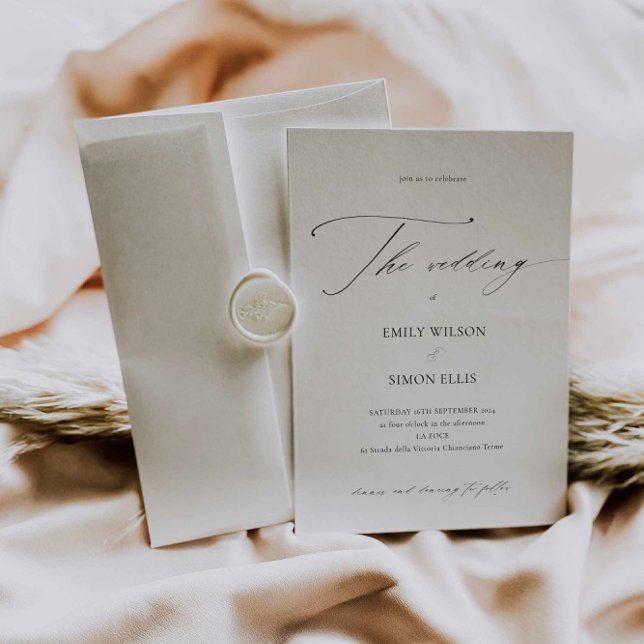 Minimal Modern Script Wedding Invitation (Modern script wedding invitation)
