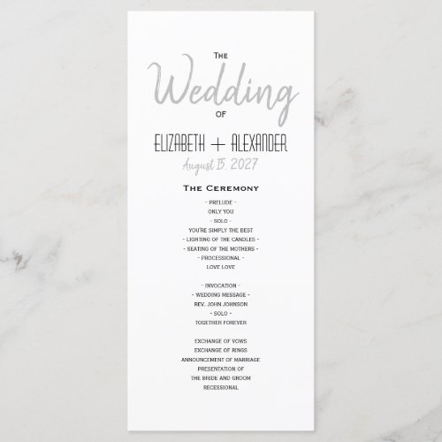 Minimal Modern Script Wedding Program