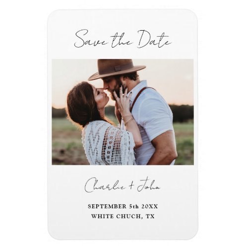 Minimal Modern Script Wedding Save the Date Magnet