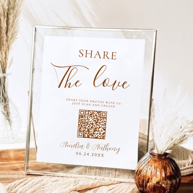 Minimal Modern Share the Love QR Code Wedding Sign (Creator Uploaded)