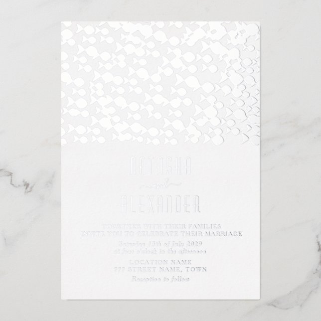 Minimal Modern Silver Wedding Foil Invitation (Front)