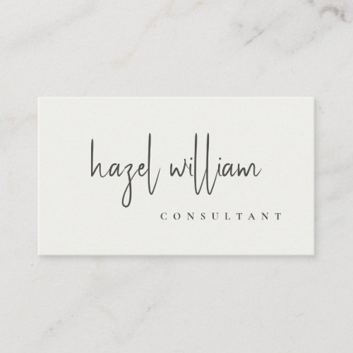 Minimal Modern Simple Black and White Script Business Card