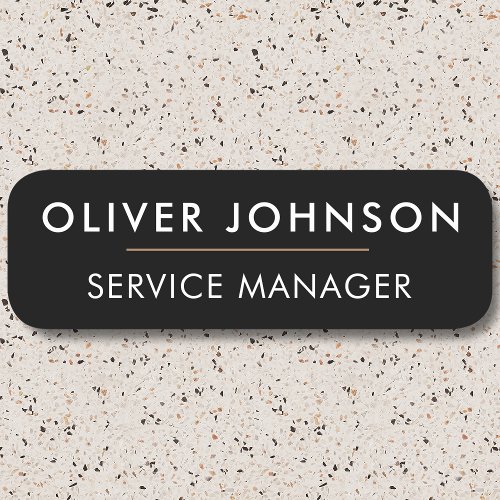 Minimal Modern Simple Black Professional Magnetic Name Tag