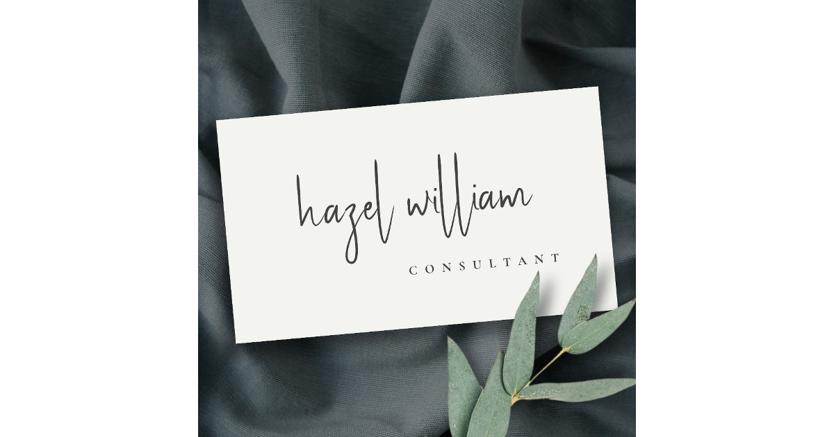 Minimal Modern Simple Black & White Script QR Code Business Card | Zazzle