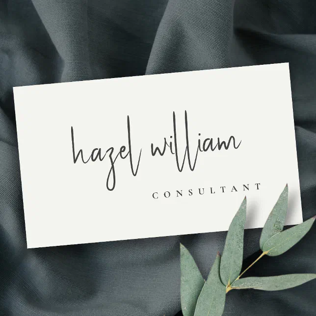 Minimal Modern Simple Black & White Script QR Code Business Card | Zazzle